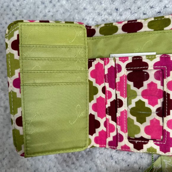 Vera Bradley Hello Dahlia Euro Wallet Floral Quilted Bucket Purse Set Pink Green - Picture 12 of 16